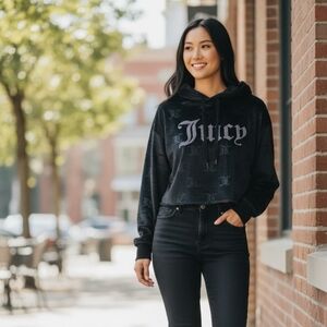 Juicy Couture Small Black Women’s Sleepwear Cozy Long Sleeve Hoodie